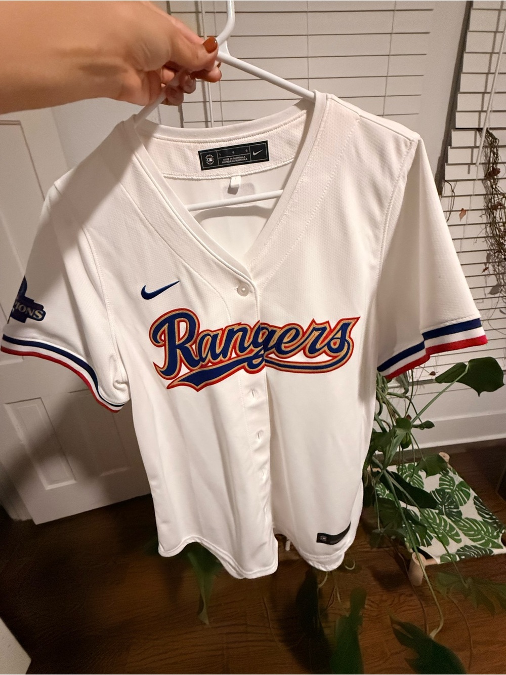 Nike Rangers women’s White Baseball Jersey